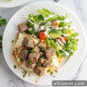 Juicy Air Fryer Garlic Butter Steak Bites 2 plate of air fryer steak bites with garlic butter