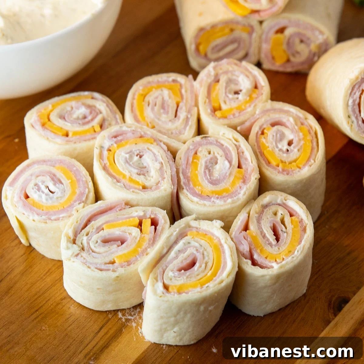 Savory Ham and Cheese Swirls 4 ham and cheese pinwheels