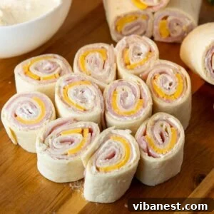 Savory Ham and Cheese Swirls 6 ham and cheese pinwheels