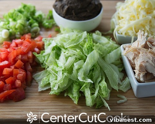 Chicken Tostada Layers Chicken Tostada 5 - Layering Flavors