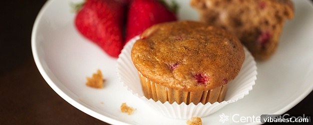 Delicious and fresh Strawberry Yogurt Muffins ready to eat, a perfect breakfast treat.
