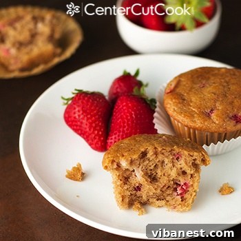 A plate of fresh Strawberry Yogurt Muffins