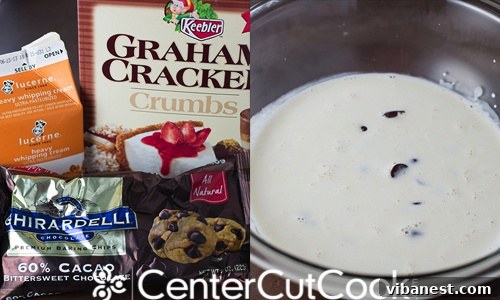 S'mores Truffles Ganache Preparation S'mores Truffles ganache in a bowl