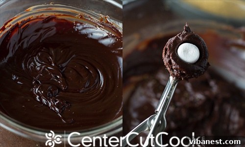Hand-Forming S'mores Truffles S'mores Truffles being formed by hand with marshmallow center