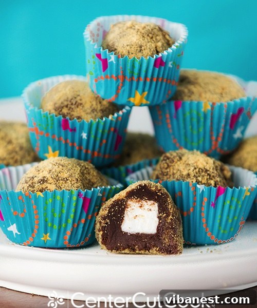 S'mores Truffles in Mini Liners S'mores Truffles presented in mini muffin liners