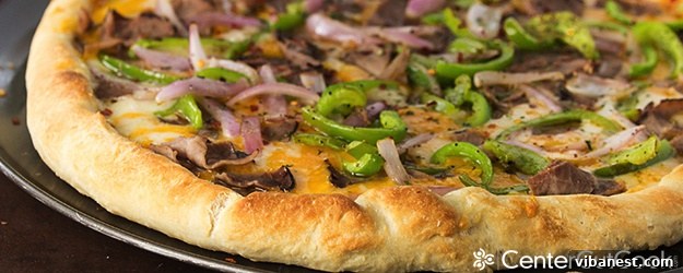 Delicious Philly Cheesesteak Pizza with melted cheese and fresh toppings