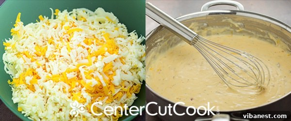 Ingredients for Creamy Four Cheese Rigatoni with shredded cheese
