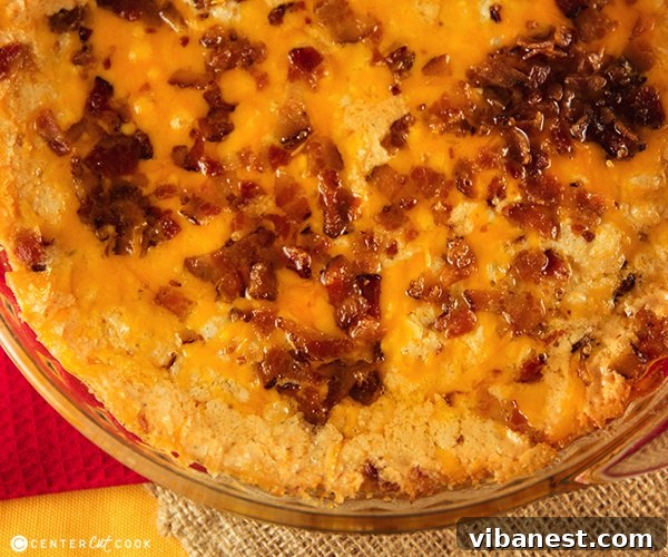 bacon cheddar dip 3.jpg Bacon cheddar dip in a white serving dish
