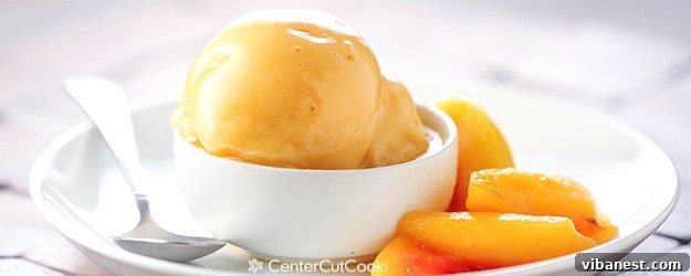 Delicious and healthy peach ice cream, perfect for a refreshing treat.