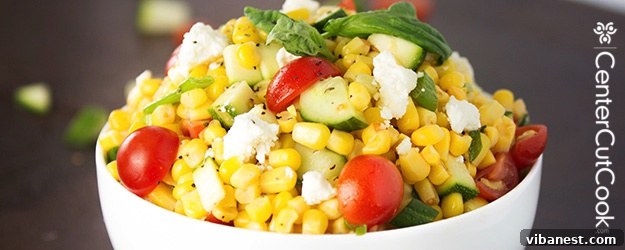 Vibrant Fresh Corn Salad in a serving bowl