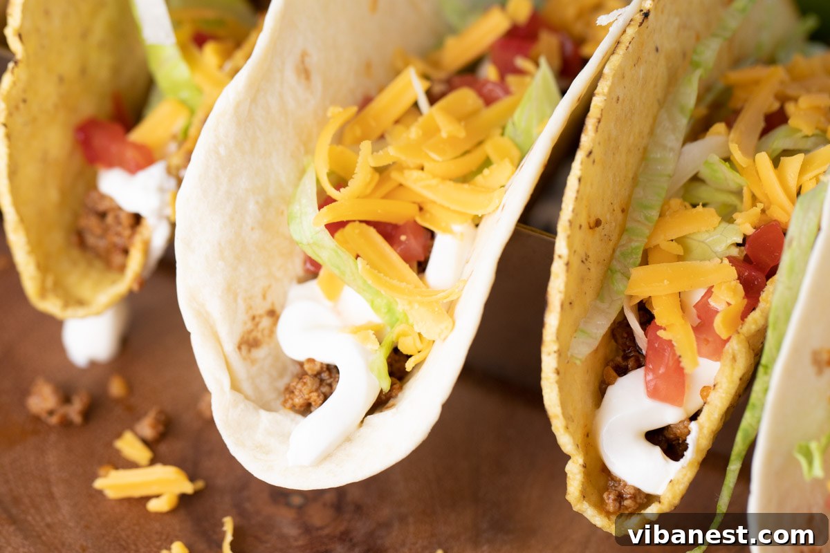 Air Fryer Taco Shells Perfectly Crispy 6 taco shells heated in air fryer with toppings