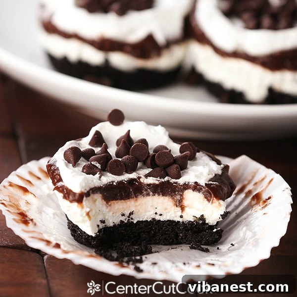 Effortless Chocolate Lasagna Cupcakes Delicious chocolate lasagna cupcakes, artfully arranged, highlighting the ease of preparing complex desserts with a food processor.