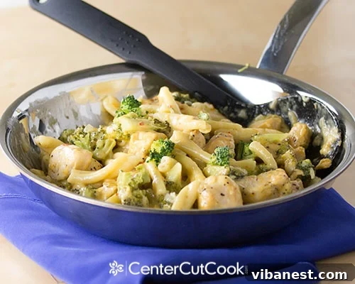 Cheddar, Broccoli and Chicken Skillet 3.jpg One Skillet Cheddar Broccoli and Chicken Pasta cooking in a pan