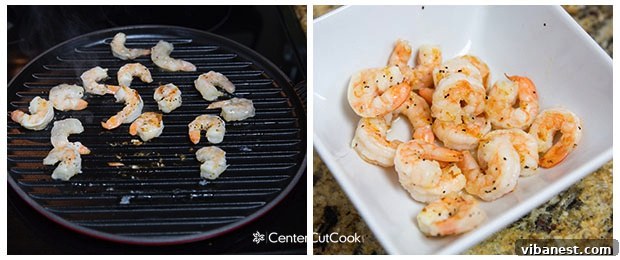 Grilling Shrimp for Bruschetta Seasoned shrimp ready for grilling, adding savory flavor to bruschetta