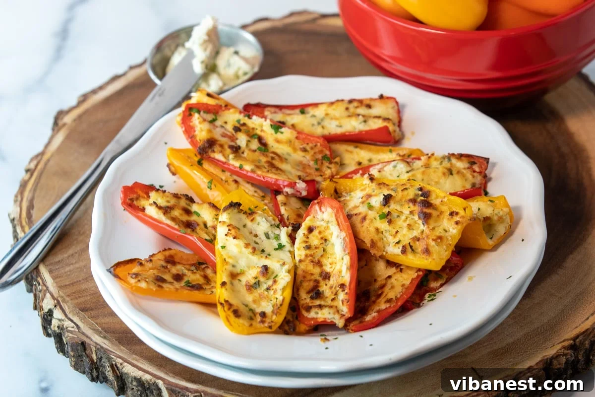 Air Fryer Stuffed Sweet Pepper Bites 4 plate of air fryer stuffed mini peppers