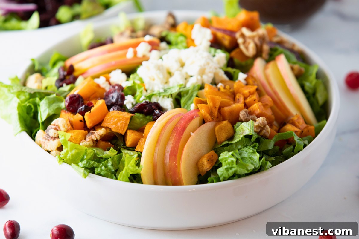 Festive Harvest Salad 2 thanksgiving salad with cranberries and roasted sweet potatoes