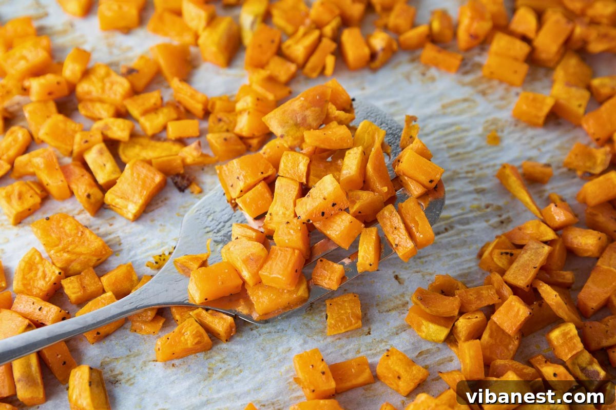 Festive Harvest Salad 4 perfectly roasted sweet potato cubes for salad