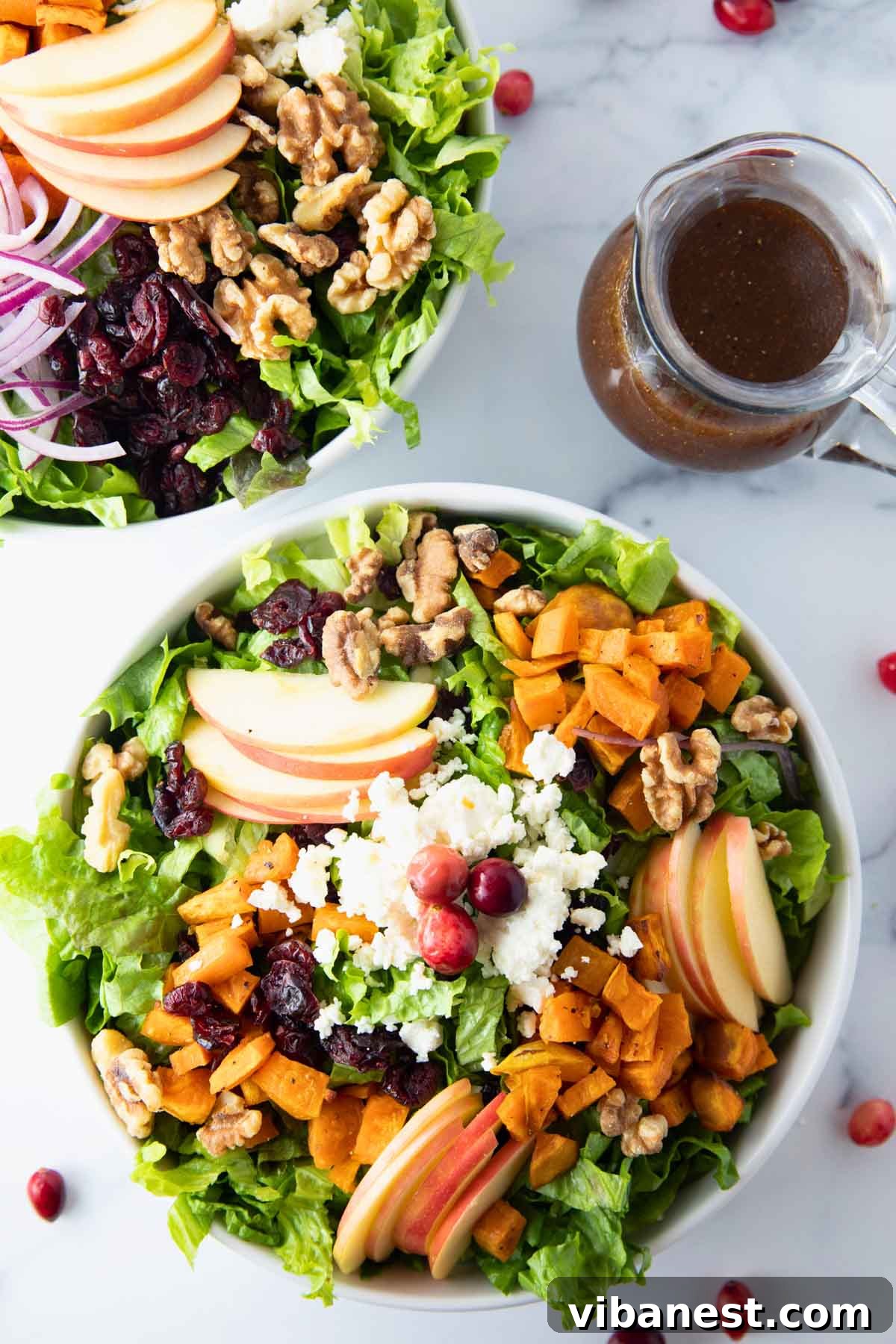 Festive Harvest Salad 5 gorgeous Thanksgiving salad recipe with cranberries and roasted sweet potatoes