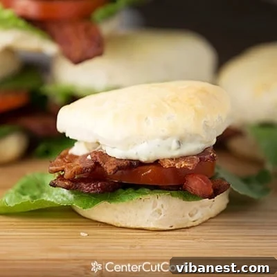 Final plated BLT Biscuits, ready to be enjoyed, showcasing their fresh ingredients.