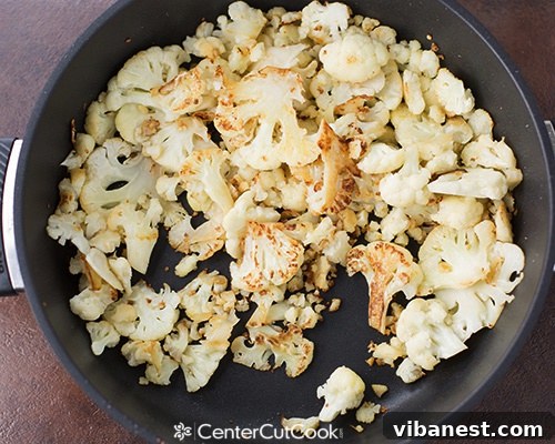 Crispy edges of gourmet roasted cauliflower