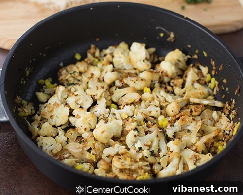 Vibrant roasted cauliflower with fresh basil and peppers