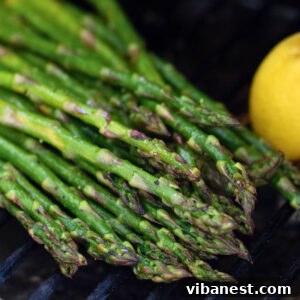 Grilled asparagus made on the grill, perfectly charred and tender.