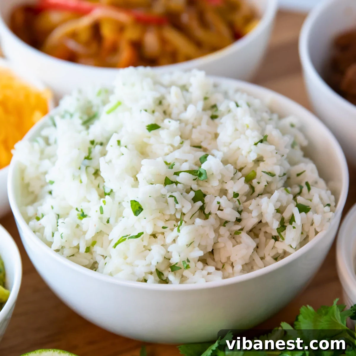 Zesty Instant Pot Cilantro Lime Rice 2 A vibrant bowl of Instant Pot Cilantro Lime Rice, ready to serve and bursting with fresh flavors.