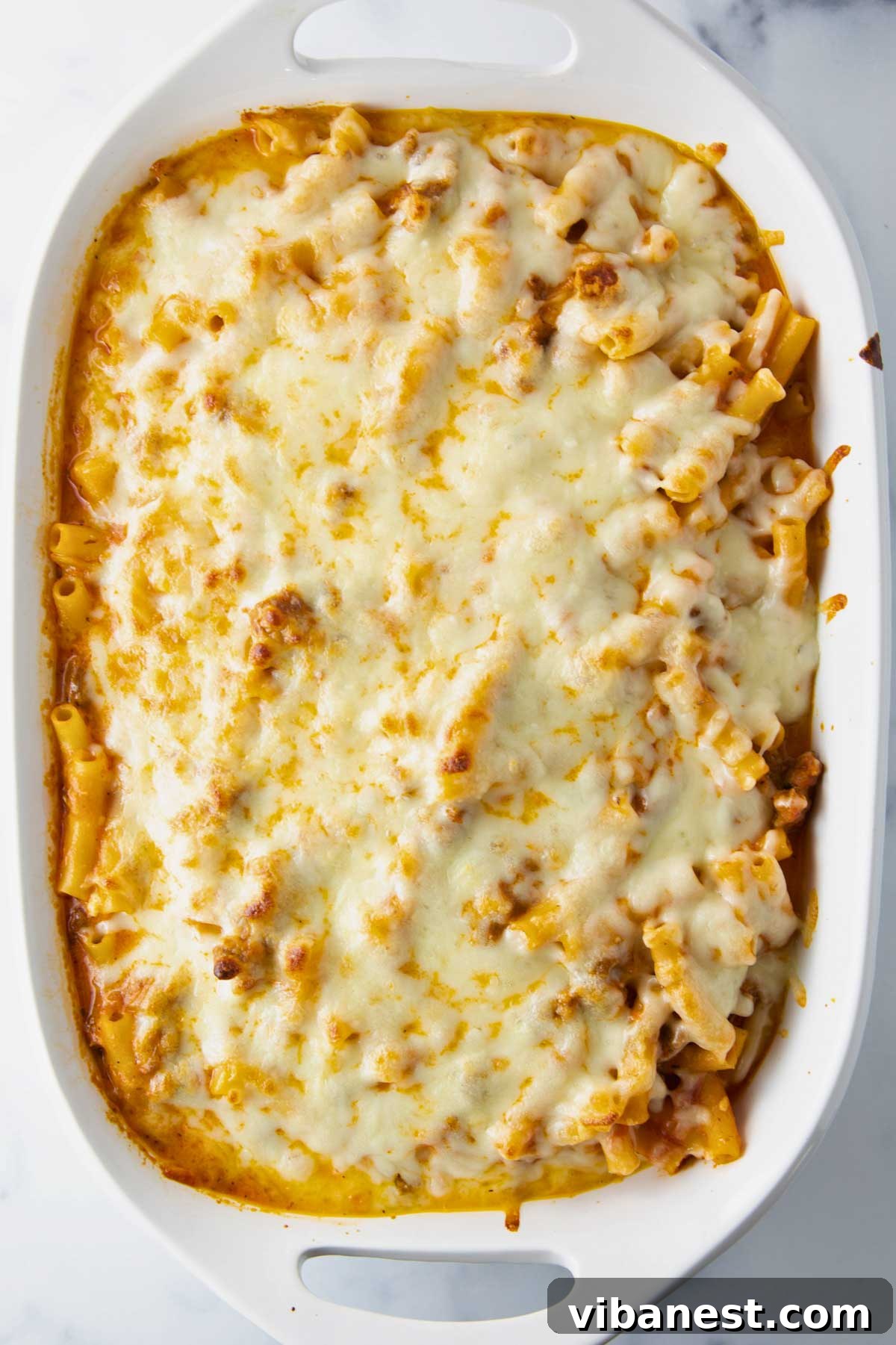 Olive Garden Style Baked Ziti 6 Close-up of cheesy Olive Garden baked ziti