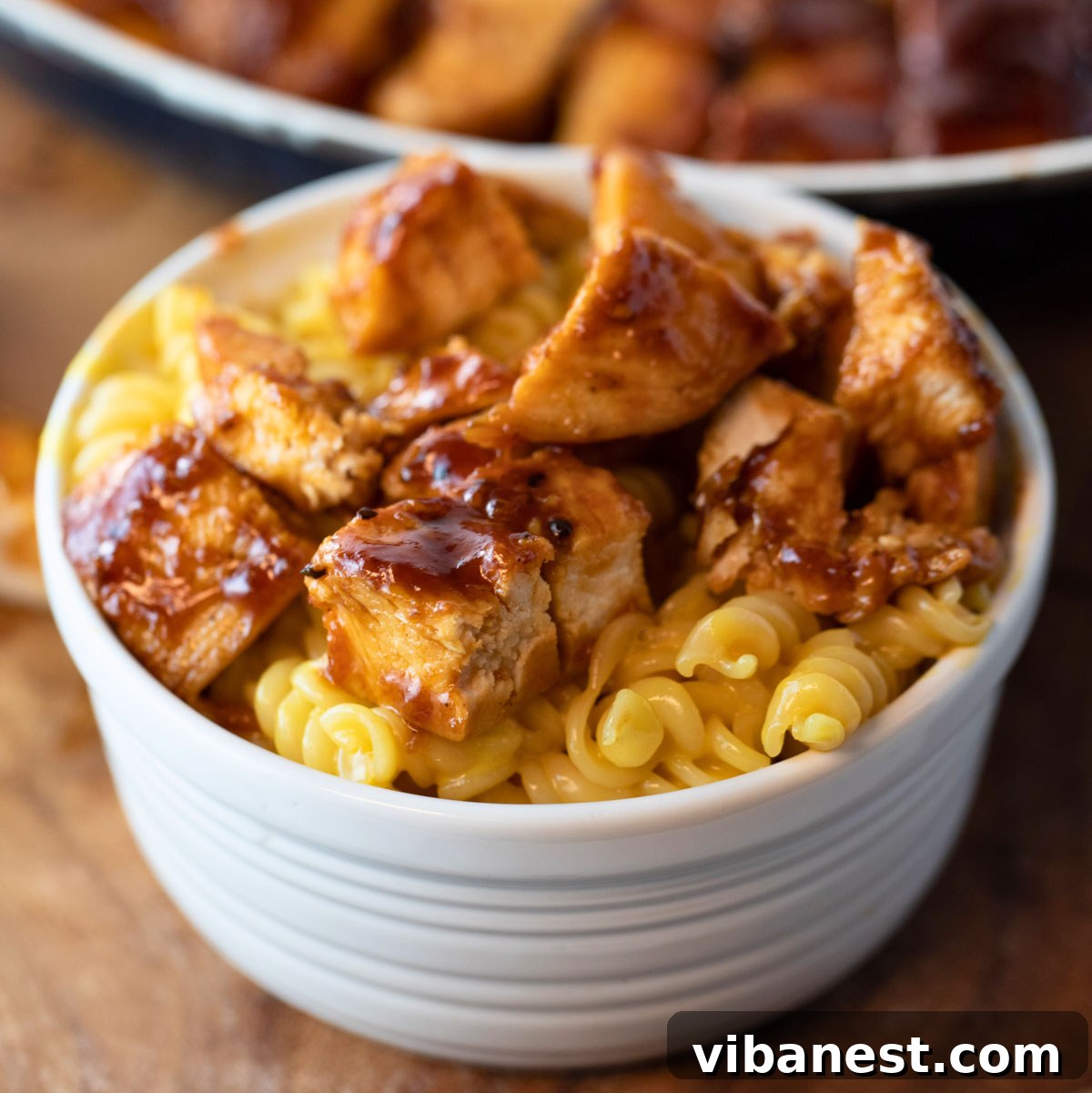 Sizzling Stovetop BBQ Chicken 6 BBQ chicken chopped and mixed into creamy macaroni and cheese.