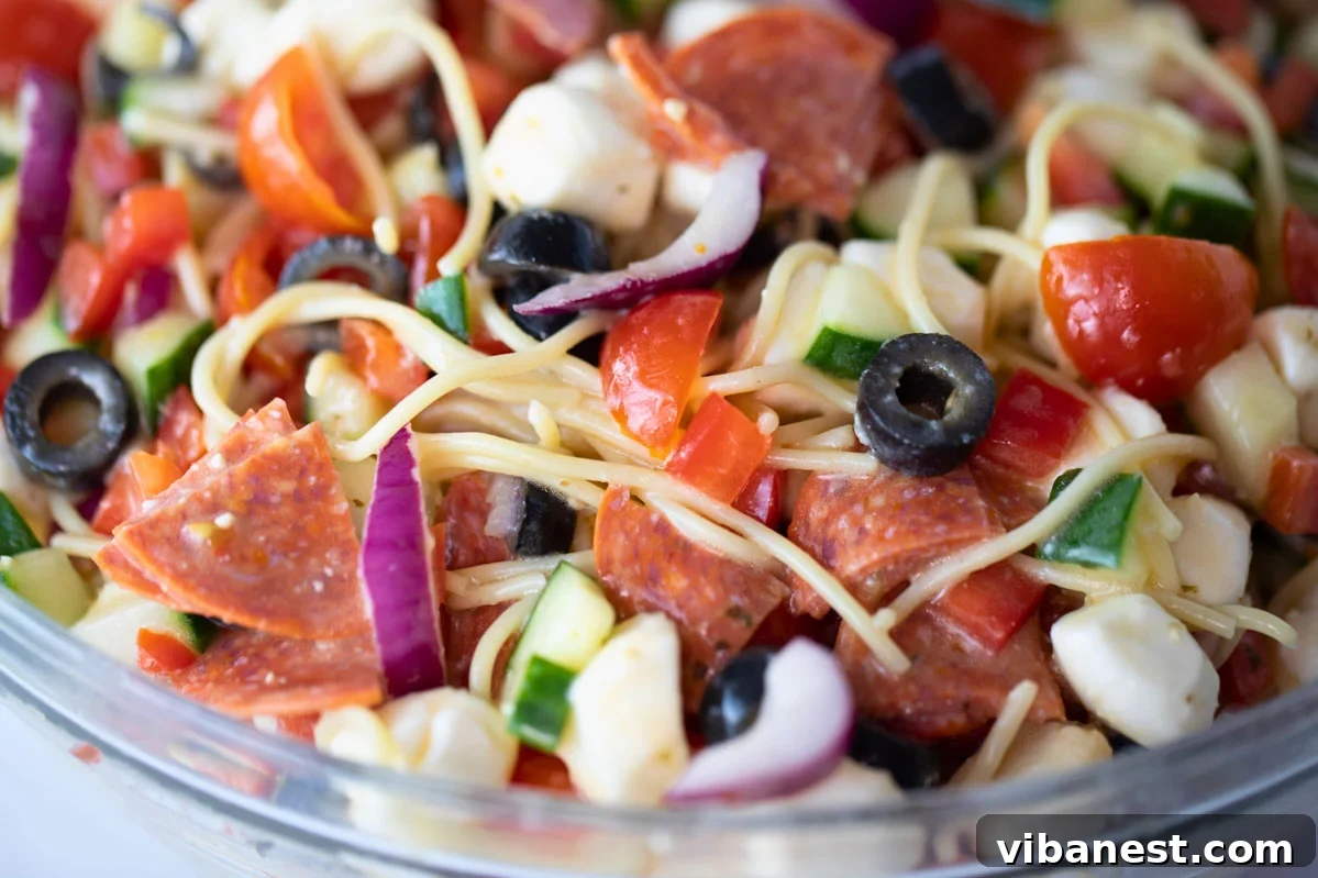 Effortless Zesty Spaghetti Salad 6 bowl of spaghetti pasta salad