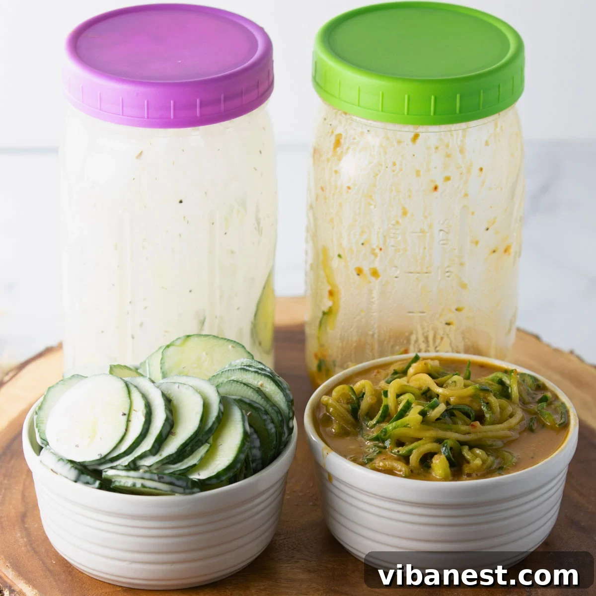 TikToks Viral Cucumber Salad Duet 12 A beautiful collage featuring both the Asian-inspired and creamy versions of the viral TikTok cucumber salad, side by side.