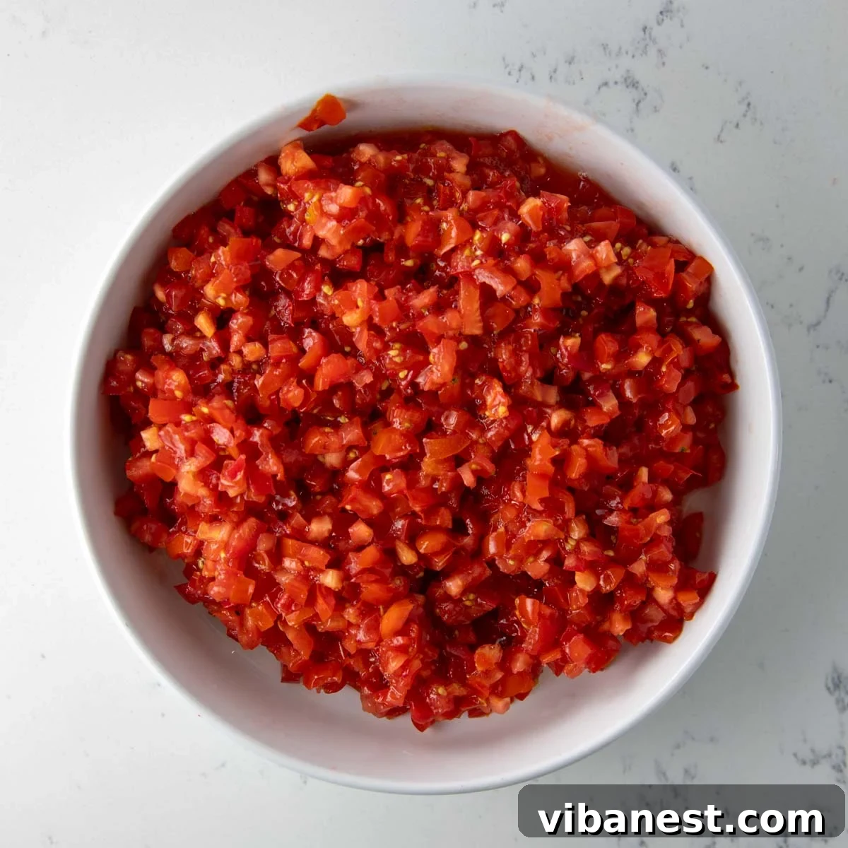 Melted Mozzarella Bruschetta 6 Dicing tomatoes for bruschetta