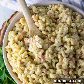 A refreshing bowl of Easy Macaroni Salad, a classic side dish for summer gatherings