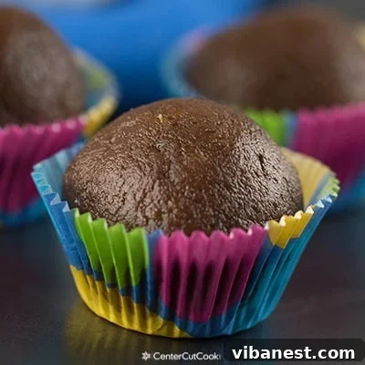 The finished chocolate peanut butter energy bites, stacked enticingly.