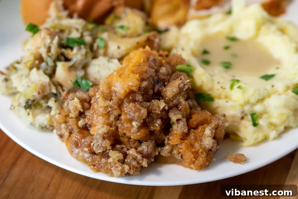 Ruth's Chris Style Sweet Potato Casserole 4 plate with sweet potato casserole