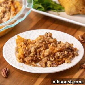 Ruth's Chris Style Sweet Potato Casserole 6 bowl of sweet potato casserole next to a plate of sweet potato casserole
