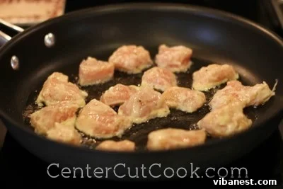 sschicken 3.jpg Flipping chicken pieces to brown evenly on both sides.