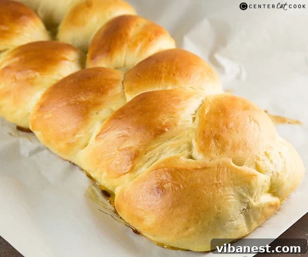 Freshly braided Challah dough before baking