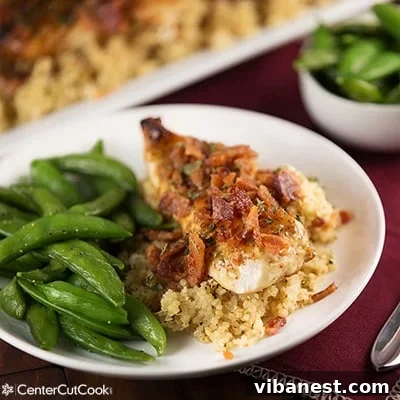 Maple Bacon Dijon Chicken Ready to Serve Plated Maple Bacon Dijon Chicken with side dish