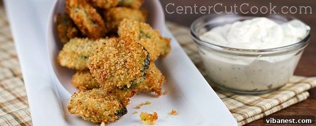 Crispy homemade fried pickles with ranch dip