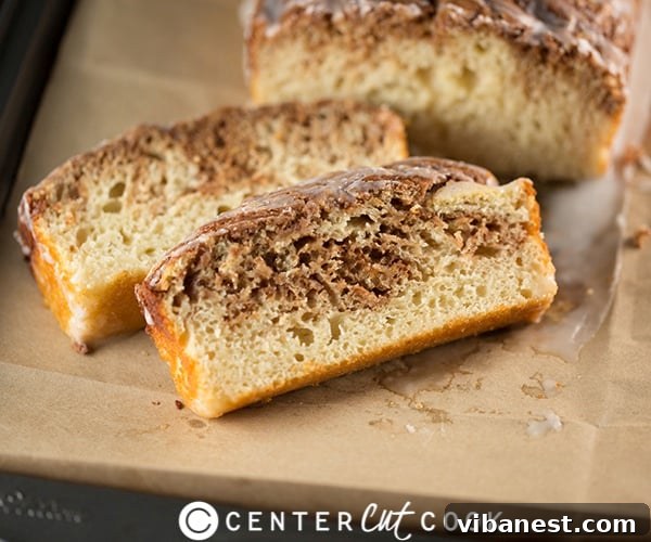 Cinnamon Swirl in Bread Close-up of the cinnamon swirl inside the freshly baked bread loaf