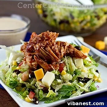 Southwestern BBQ Chicken Salad Close-up Delicious Southwestern BBQ Chicken Salad ready to serve