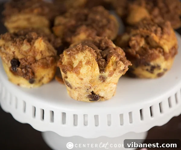 Perfectly Baked French Toast Muffins Three French Toast Muffins with streusel on a white plate