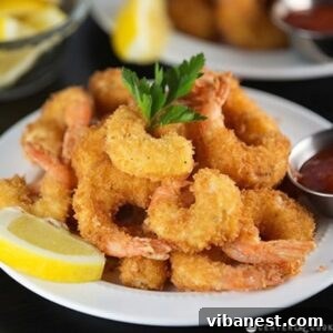Irresistible Crispy Shrimp 2 A dish of perfectly fried shrimp with dipping sauce.