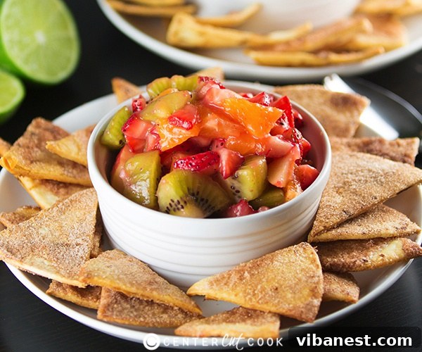 fruit salsa with cinnamon crisps 5.jpg Close-up of freshly chopped fruit for salsa