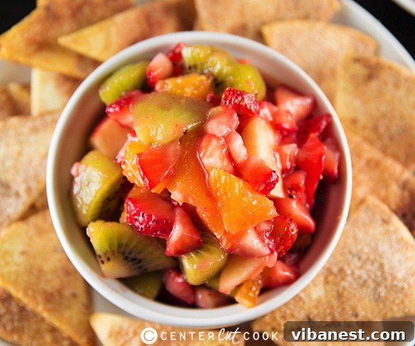 fruit salsa with cinnamon crisps 6.jpg Freshly baked cinnamon sugar tortilla crisps