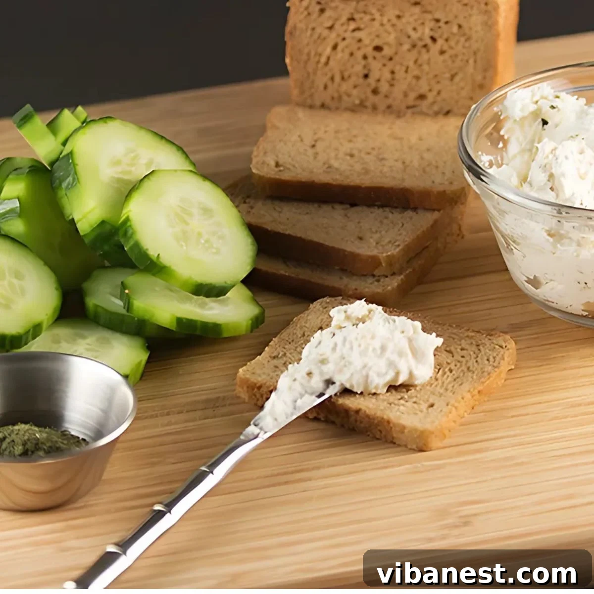 Crisp & Cool Cucumber Sandwiches 4 All the fresh ingredients laid out to make the best cucumber sandwich recipe