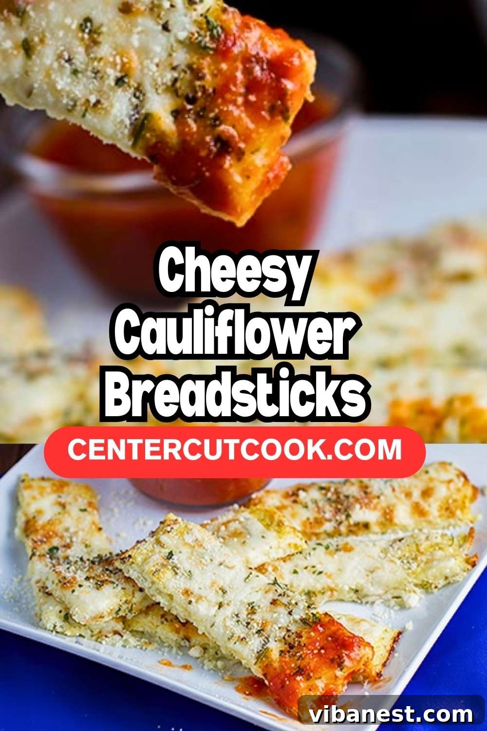 Crustless Cheesy Cauliflower Sticks 3 low carb cauliflower breadsticks
