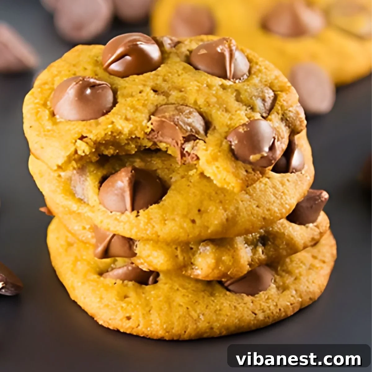 Spiced Pumpkin Chocolate Chip Delights 2 Deliciously soft and moist pumpkin chocolate chip cookies on a cooling rack, ready to be enjoyed.