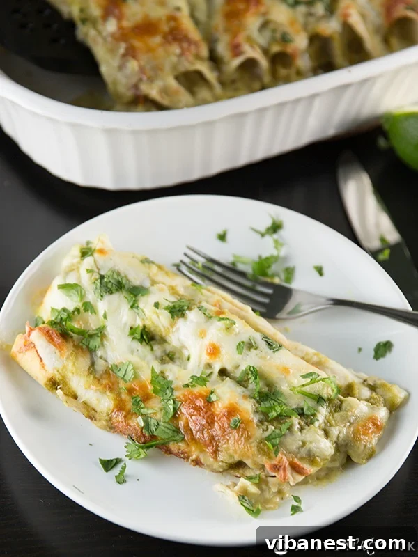 Enchilada Filling Preparation Mixing the creamy chicken and green chile enchilada filling